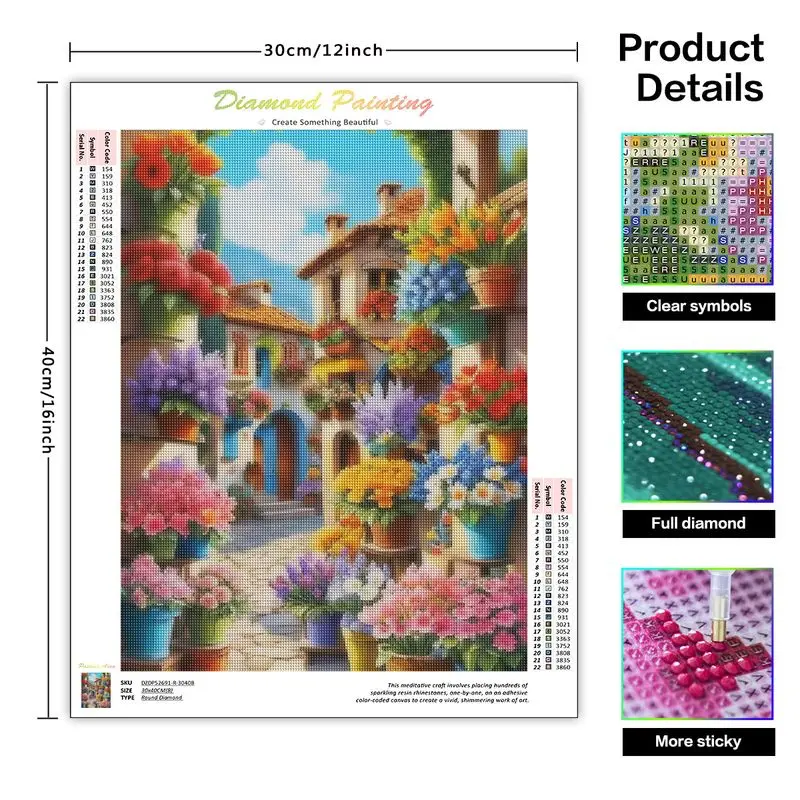 GATYZTORY Full Square Diamond Painting 5D DIY Town Landscape Diamond Embroidery Mosaic Kits Flowers Decorations For Home