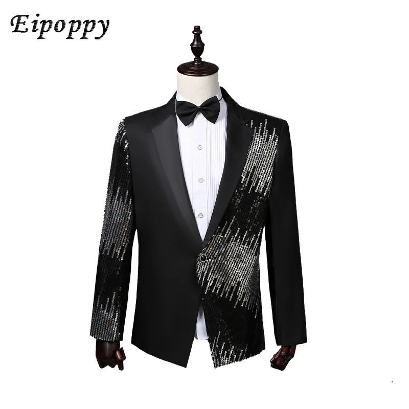 Men's Performance Suit Jacket Sequined Suit Stage Gradient Lightning Host Mc Top