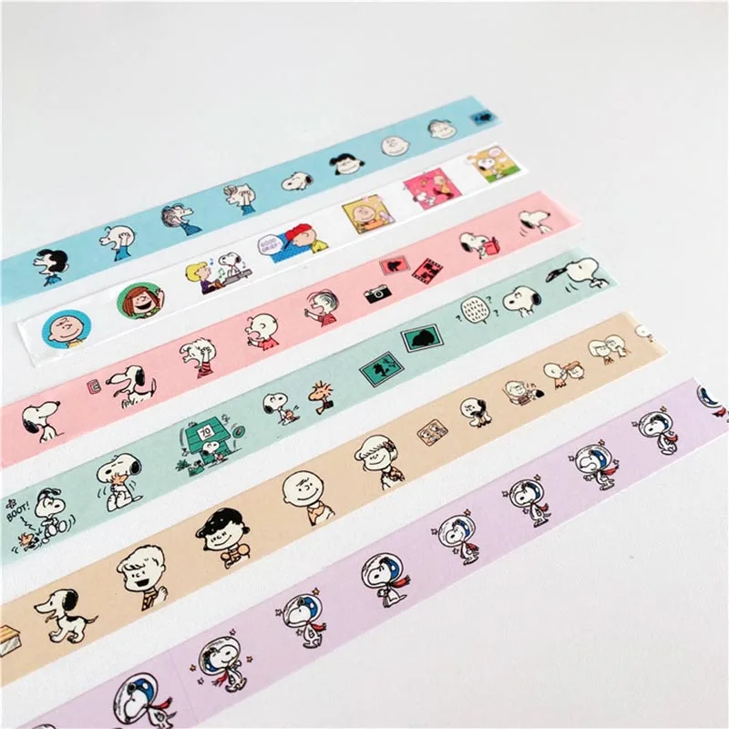 Imagem -03 - Kawaii Scrapbooking Adesivos Snoopy Cartoon Washi Tape Diário Faça Você Mesmo Adesivo de Vedação Decorativo Etiqueta de Álbum 24 Pcs por Lote