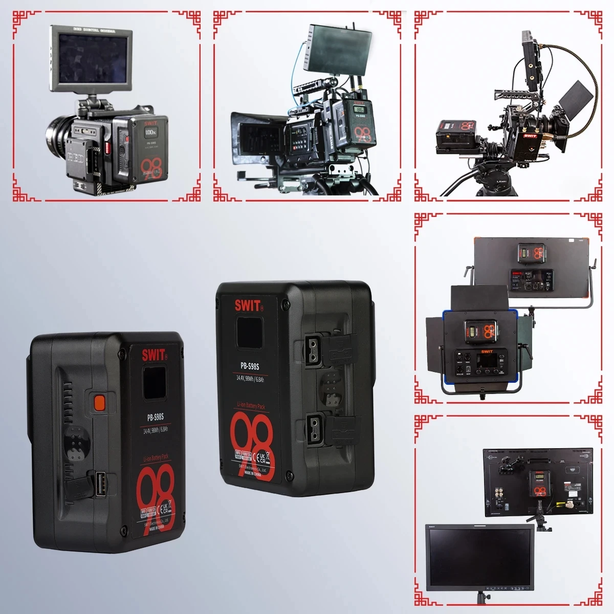 SWIT BP-M90S S98S S146S Mini V-Mount Battery LCD Display V-Lock Battery Multi-Interfaces Rechargeable Battery for Camera