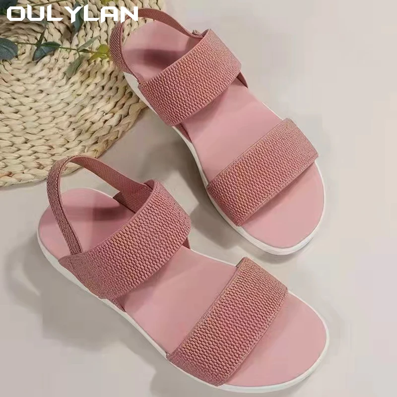 Women Summer Fashion Sandals Mesh Casual Fish Mouth Sports Sandals Flying Woven Flat Shoes Sandals