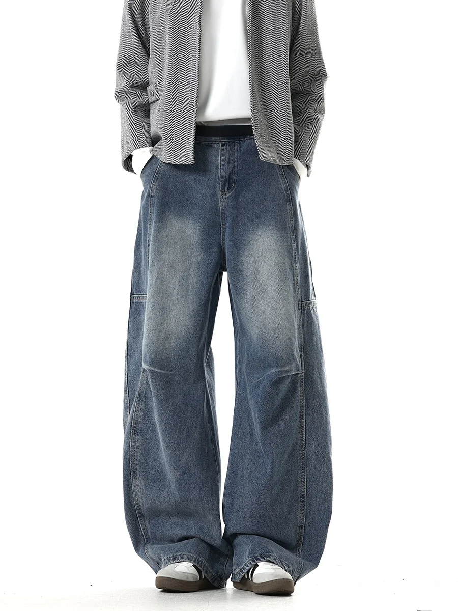 

Boyue American Retro Sle Men's And Women's Jeans Casual Wide Leg Jeans Versatile Waed Deconstructed Design Sensation Loos...