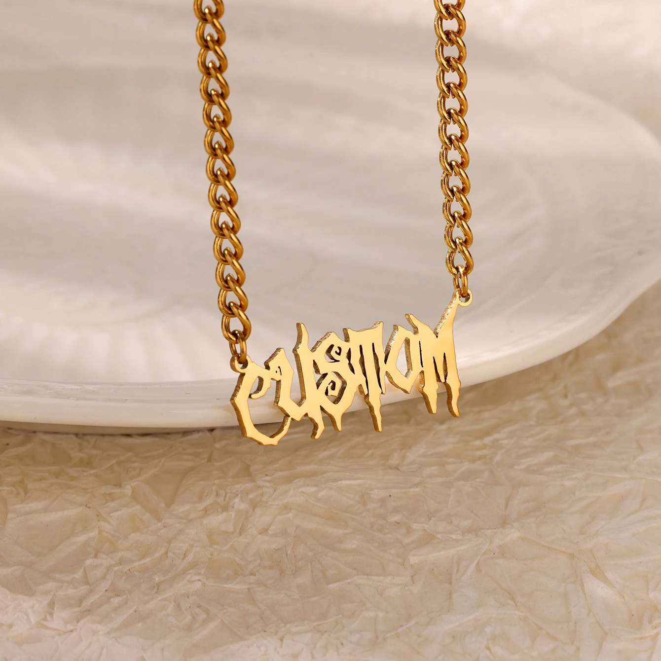Custom Name Necklaces For Women Men Stainless Steel Thick Cuban Chain Customized Necklace Pendant Personalized Neck Jewelry Gift view 4