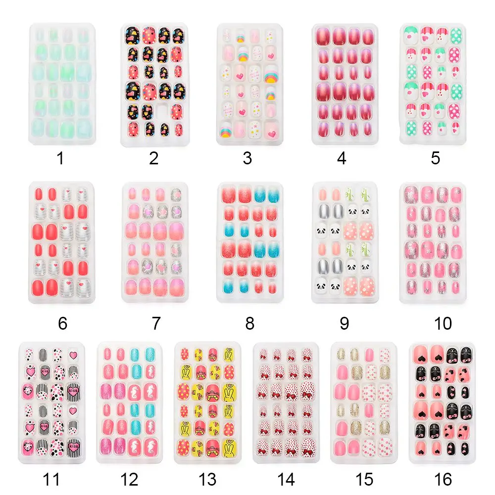 24PCS Nail Tips Reusable Detachable Stick On Nails False Nail Tips Full Cover Press on Nails Fake Nails