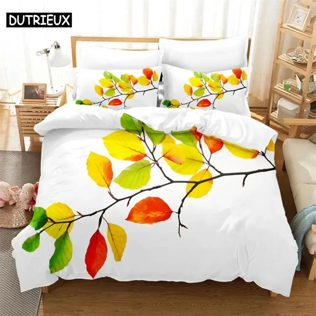 Maple Leaf Queen Bedding Set Duvet Cover Set Kids Bedding Digital Printing Bed Linen King Size Duvet Cover