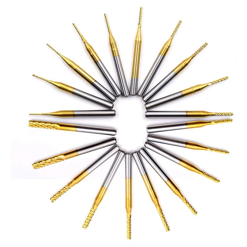 

20Pcs CNC Router Bits End Mill Rotary Burrs Engraving Machine Drilling Hole Tool for PCB Mould Plastic Fiber