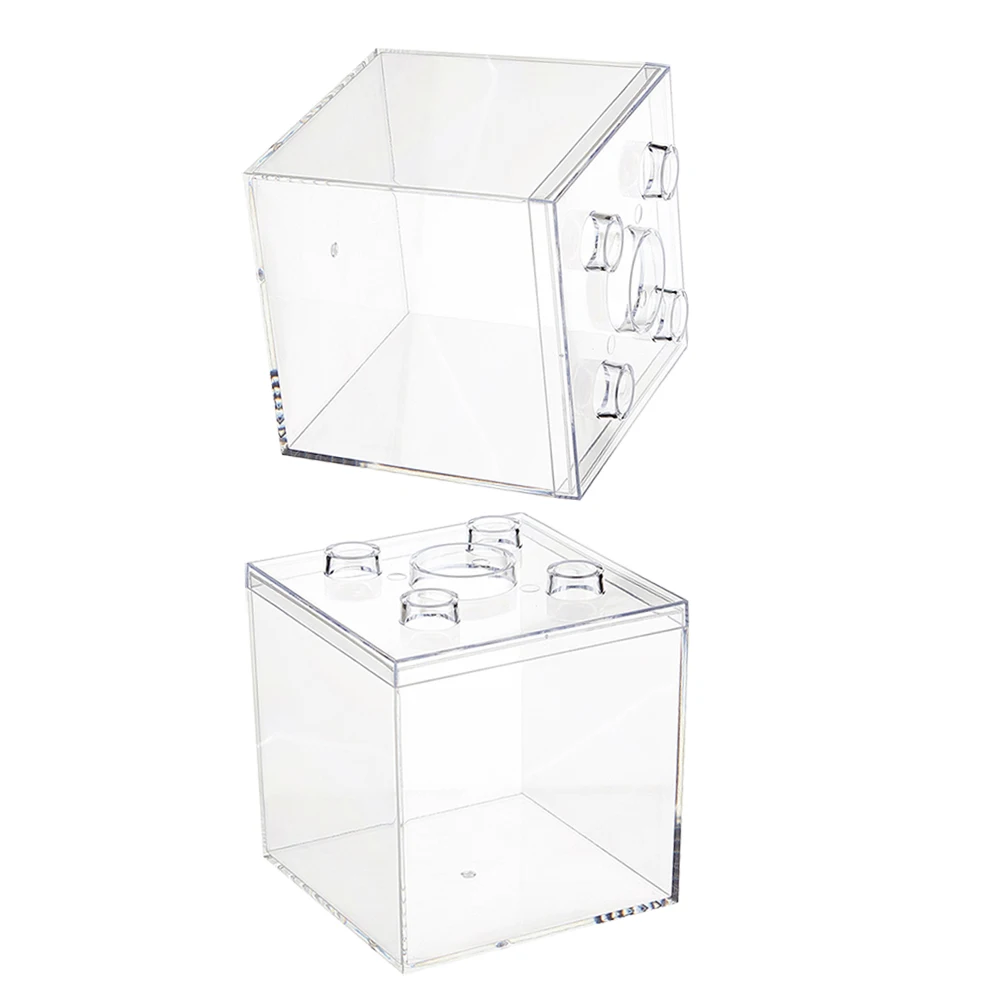 2 قطعة صناديق تخزين بلاستيكية صغيرة حاويات الزفاف مربع شفاف واضح مكعب عمل الشكل مكتب