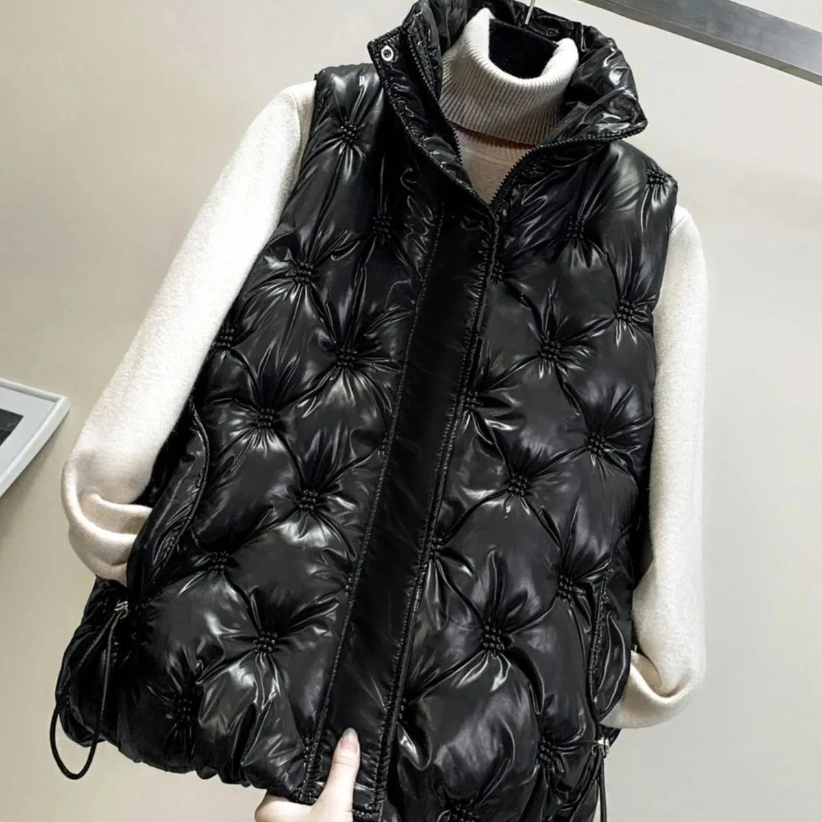 Autumn Winter Womens Vest Jacket 2024 New Stand Collar Thicken Cotton Sleeveless Coat Casual Female Waistcoat Outwear