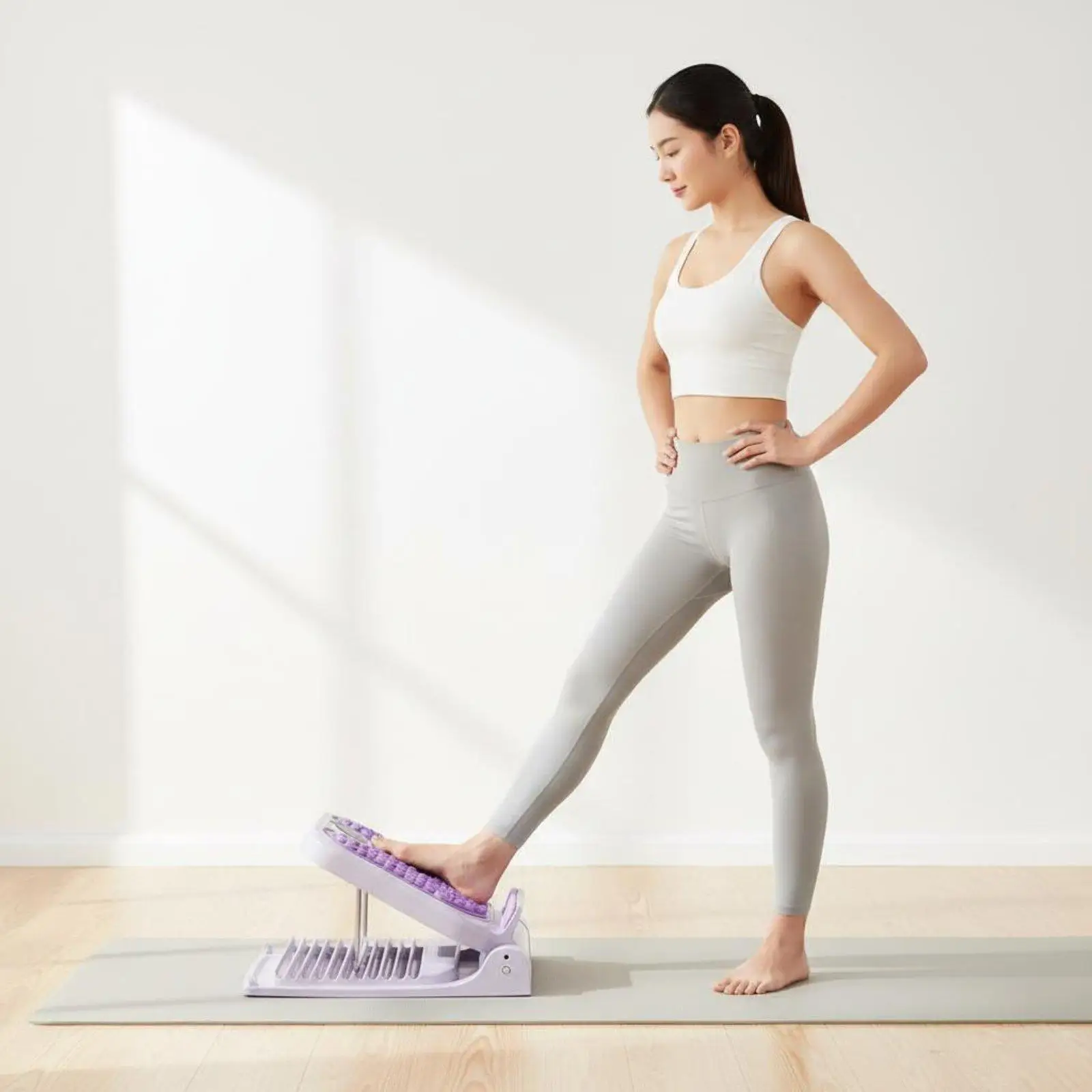 Portable Leg Stretching Board with 10 Angle Adjustment for Daily Calf Stretch Home Gym Sturdy Steel Frame
