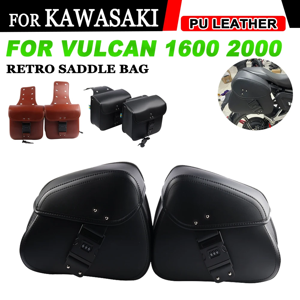 

For KAWASAKI Vulcan 900 VN900 VN 900 Motorcycle Accessories Waterproof Side Bag Luggage Retro Saddle Bag Tool Storage Bag