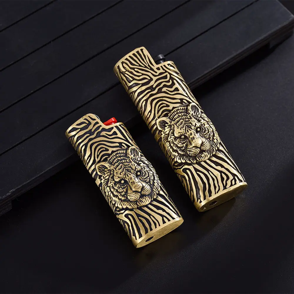 New 1PC Brass Retro Lighter Case Cover Fits Bic Lighter J3/J5 Lighter Case Cover Gift