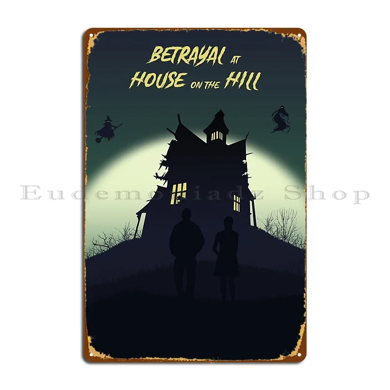 Verrat am Haus auf dem Hügel Brettspiele minimalist ische Reise Metall Plakette Poster Retro-Design Wohnzimmer Zinn Zeichen Poster