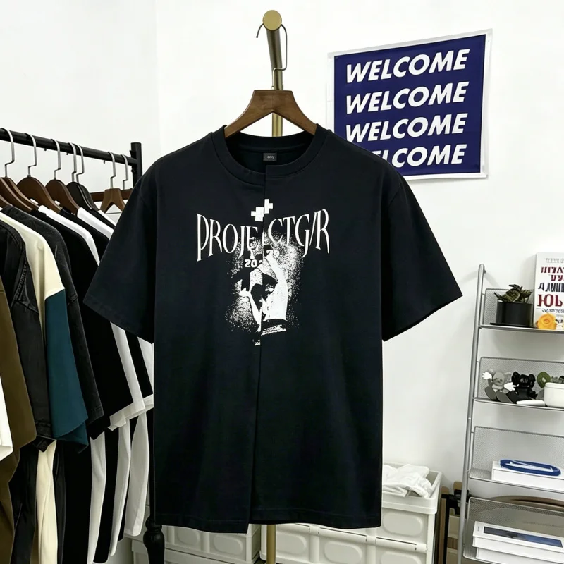 

Асимметричная футболка унисекс с готическим принтом, свободного кроя, с коротким рукавом, повседневный стиль, круглый вырез, хлопковый топ для мужчин и женщин