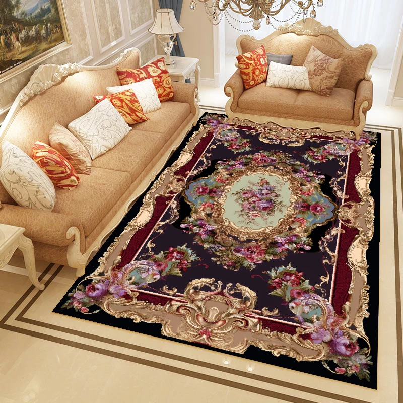 Vintage European Carpets for Living Room Sofa Table Beside Large Area Rug Geometry Bedroom Decoration Rugs Anti-slip Floor Mat