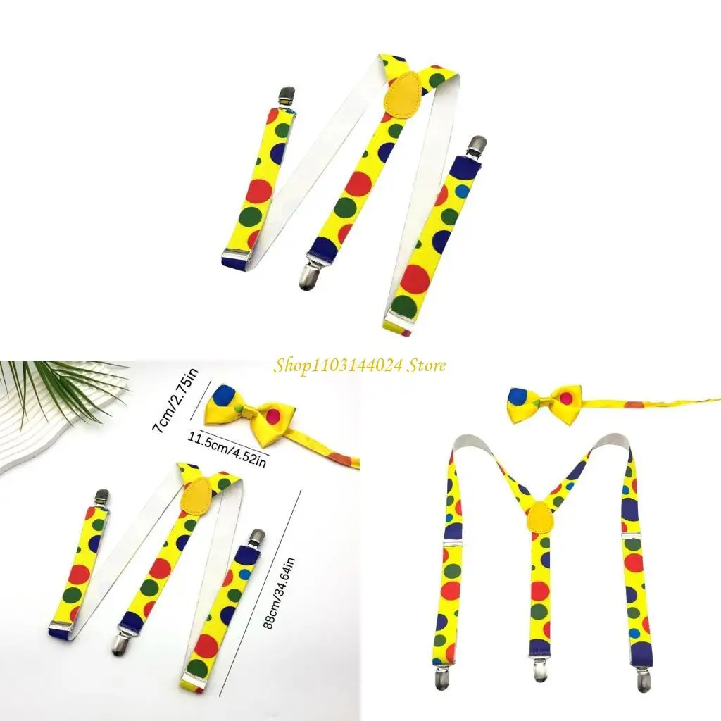 

N5Ke Clown Themed Bowtie и подвеска набор для повседневной одежды подвески простые подтяжки