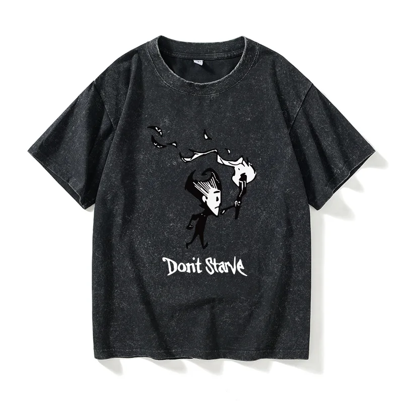 Camiseta feminina Dont Starve Starve Not, casual, de algodão, gola redonda, manga curta, ajuste solto, camisa de verão com pa...