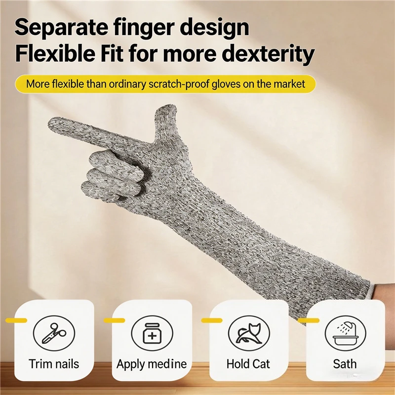 Long Arm Pet Grooming Gloves 5