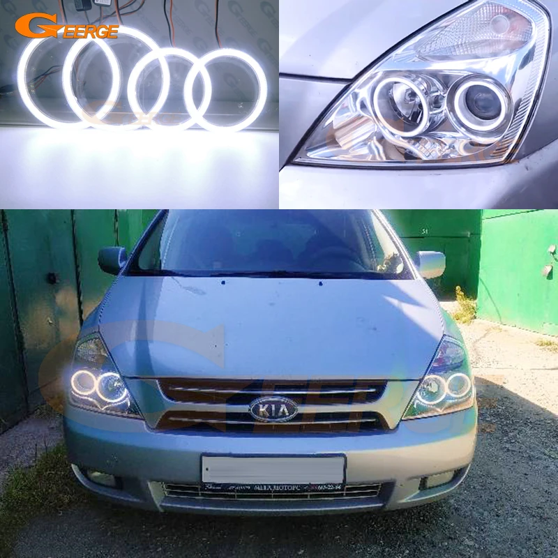

For KIA Grand Carnival Sedona VQ 2006 - 2009 2010 2011 2012 2013 2014 Excellent Ultra Bright COB Led Angel Eyes Kit Halo Rings