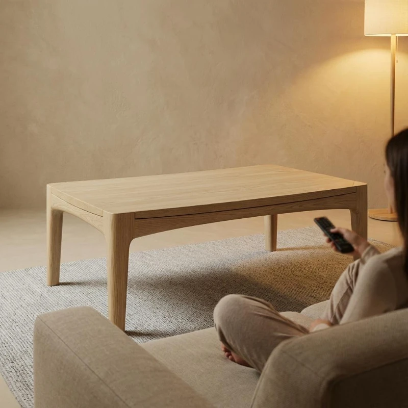 

Designer coffee table, all solid wood, small apartment living room table, ash wood, simple, modern, high-end, new tea table