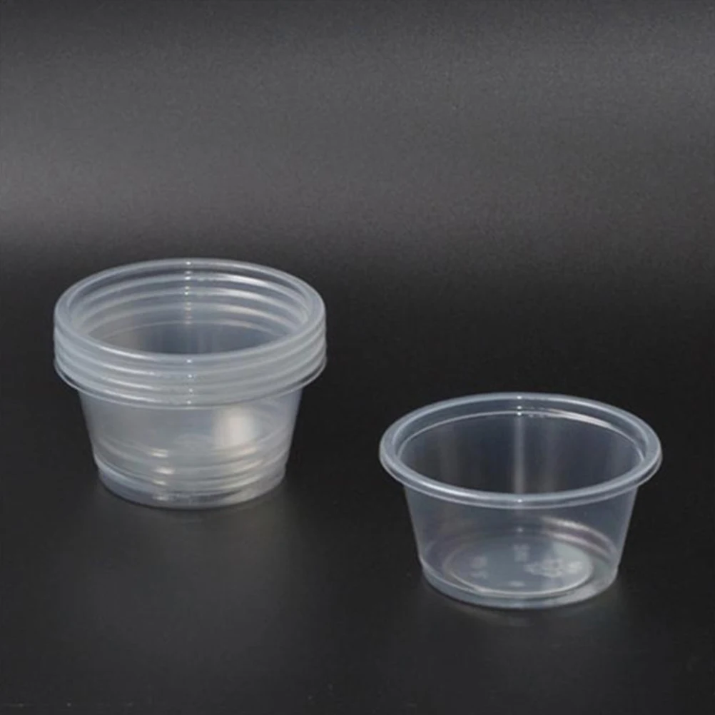 

100 Pcs Plastic Condiment Cups Disposable Sauce Containers Lids for Parties Home Gatherings Heat Resistance Seal Design Clear