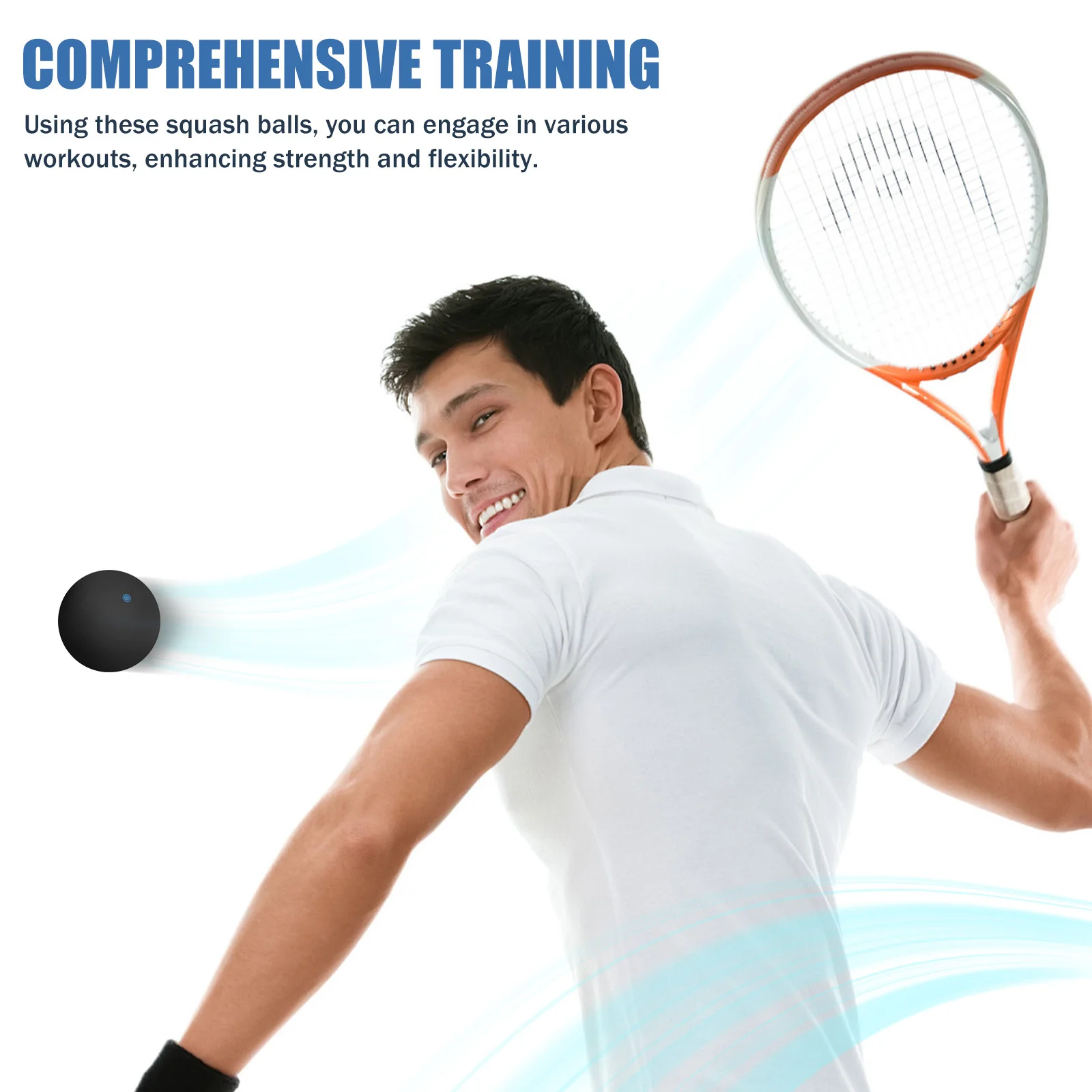 

5pcs 5 PCS Training Squash Bouncing Ball for Practice and Competition Black Flexible Racket