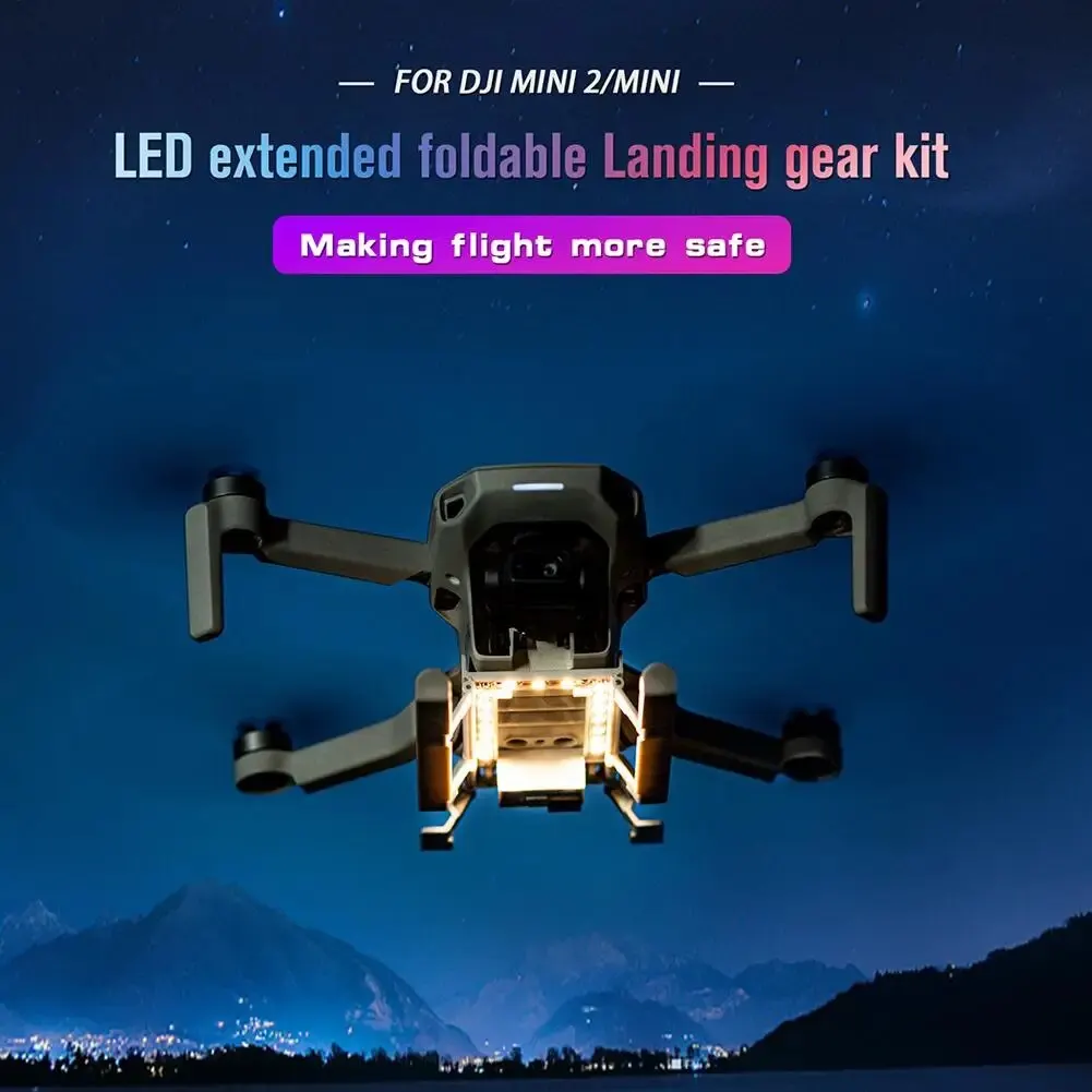 Landing Gear dobrável com luz LED, tripé de liberação rápida, extensor de altura, compatível com Dji Mavic Mini 2 e Se Drone