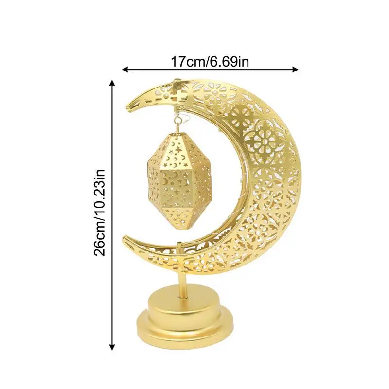 Ramadan Decoratieve Kerstverlichting Iron Art Moon Star Ornamenten Batterij-aangedreven Eid Mubarak Decoratie Tafellamp Ramadan Geschenken