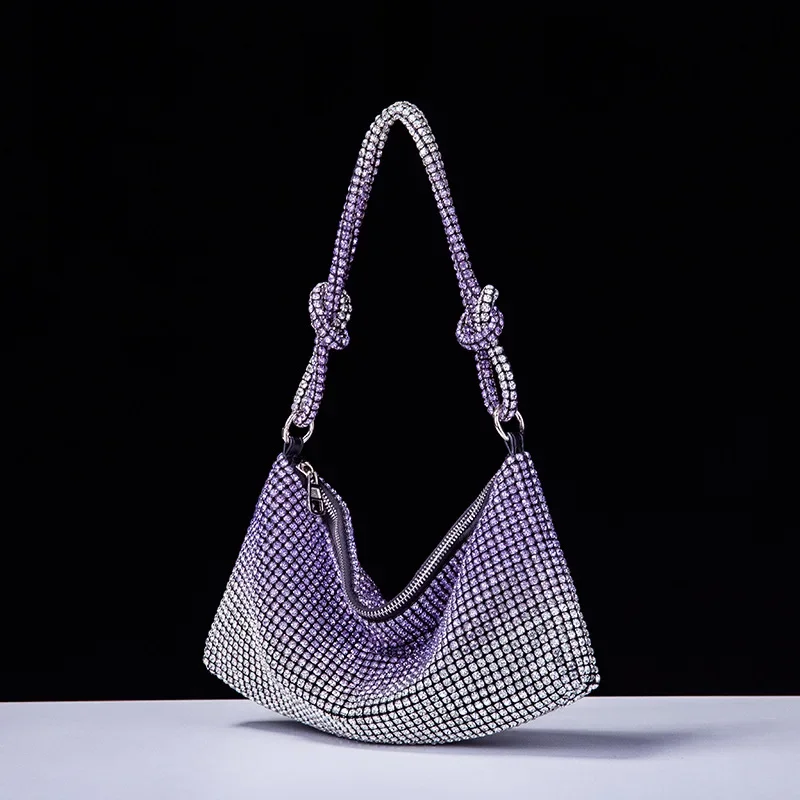 

Tidal Flash Knot Water Diamond Underarm Banquet Evening Bag New Diamond Embedding Full Diamond Single shoulder Underarm Bag