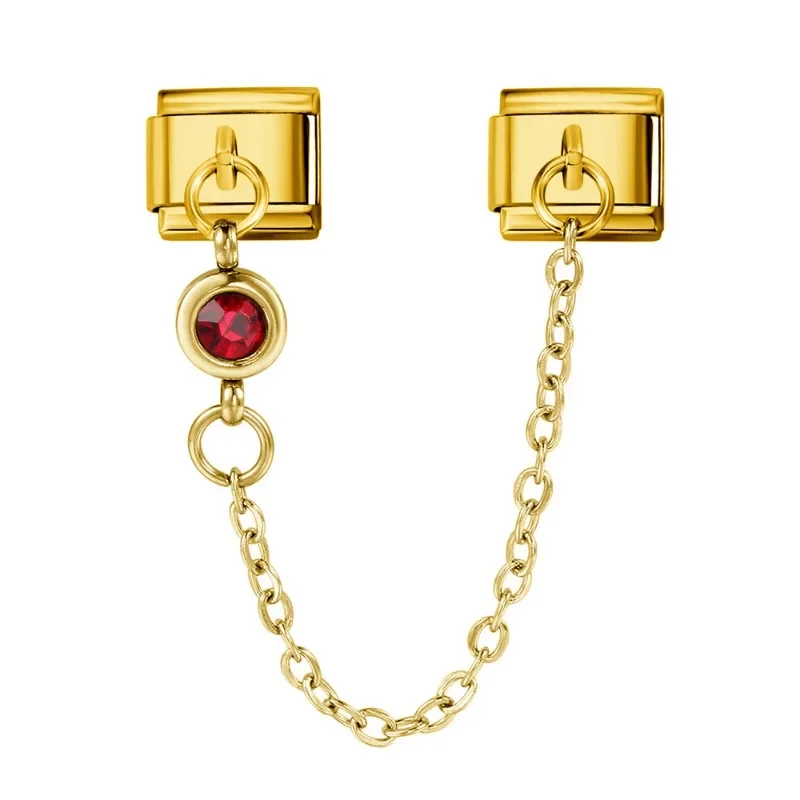 2025 جديد أزياء المرأة الذهبي 12 أشهر عيد ميلاد الزركون الإيطالية سحر 9 مللي متر ربط الفولاذ المقاوم للصدأ الاكسسوارات سوار DIY بها بنفسك مجوهرات #5