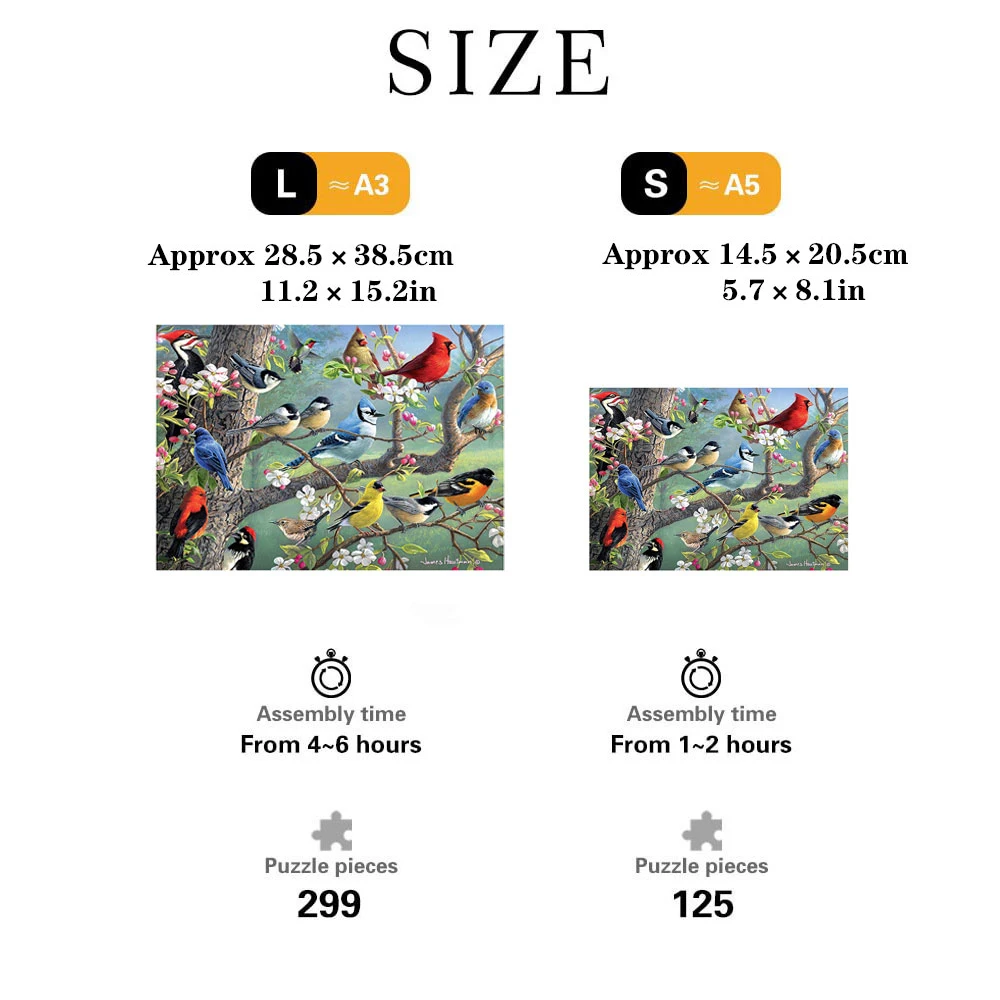 Bird Flock Wooden Jigsaw Puzzle Art, Unique Animal Shaped Pieces, DIY Leisure Game Fun Toy Gift Suitable Family Friends