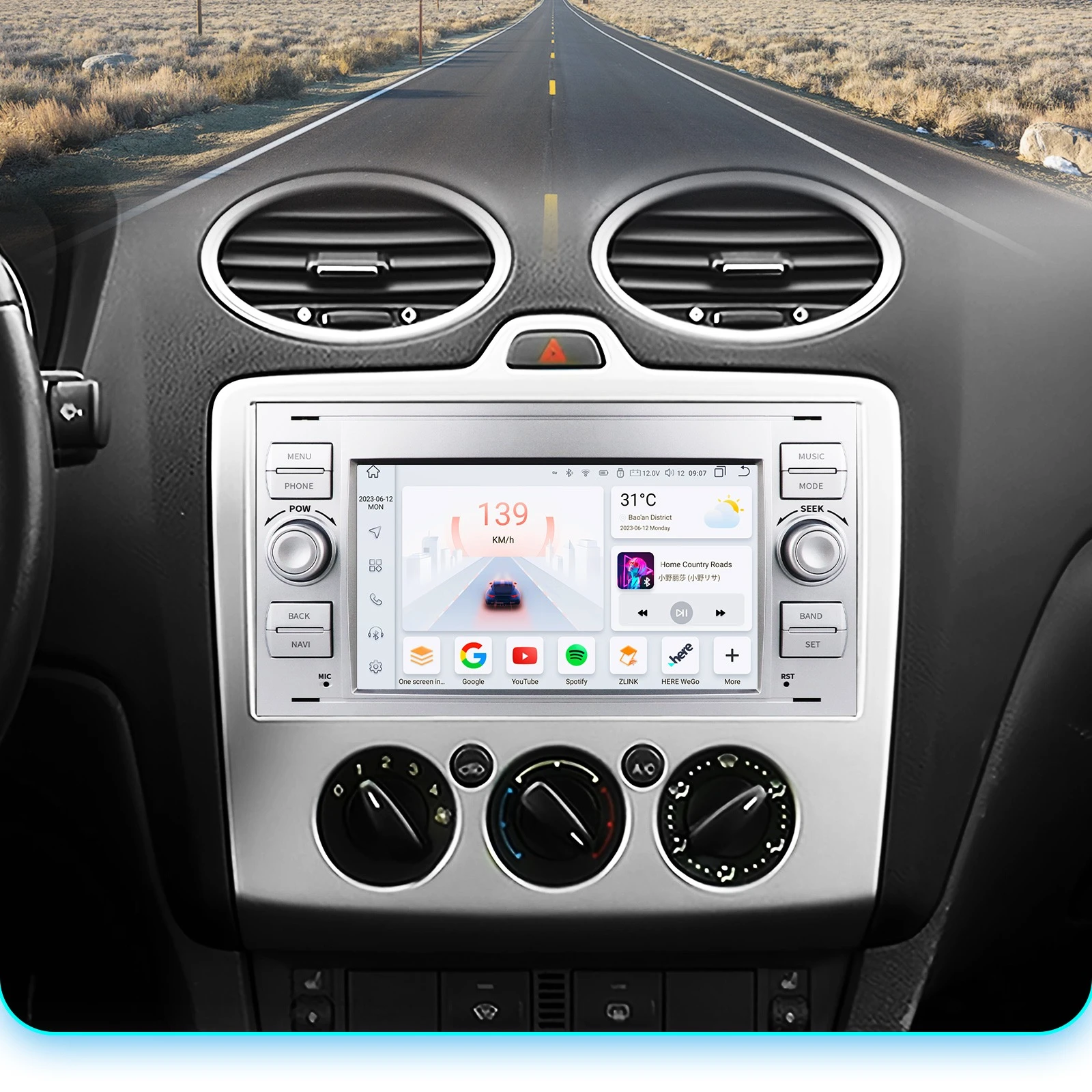 2DIN Autoradio Android GPS-Player für Ford Focus S-max C MAX Galaxy Fiesta Transit Fusion Connect Mondeo Kuga Carplay Autoradio