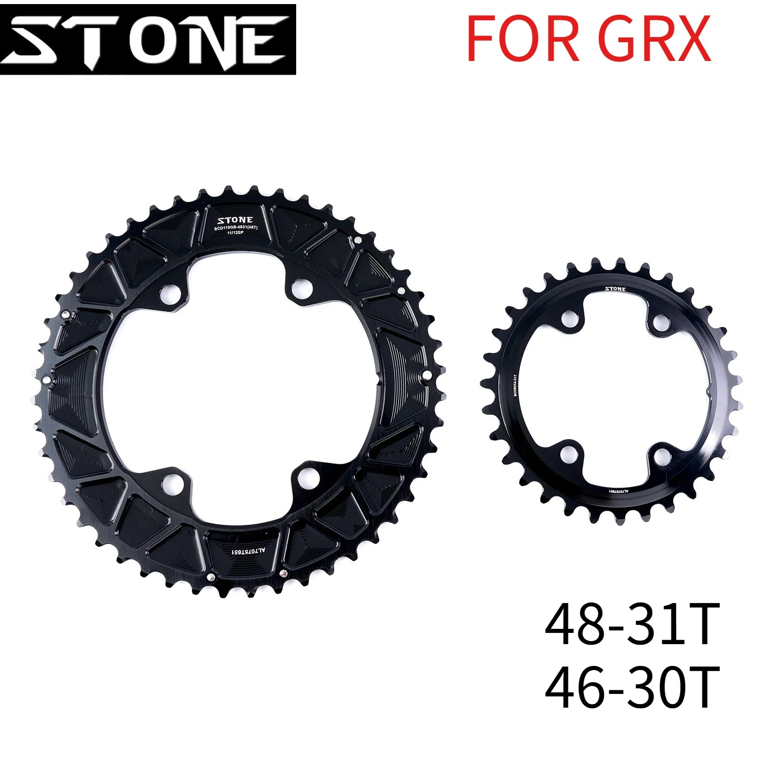 Stone  Double Bike Chainring BCD110 Gravel Chain Wheel 48-31T 46-30T for GRX RX810 RX600 Road Bicycle Crank Chainwheel Parts