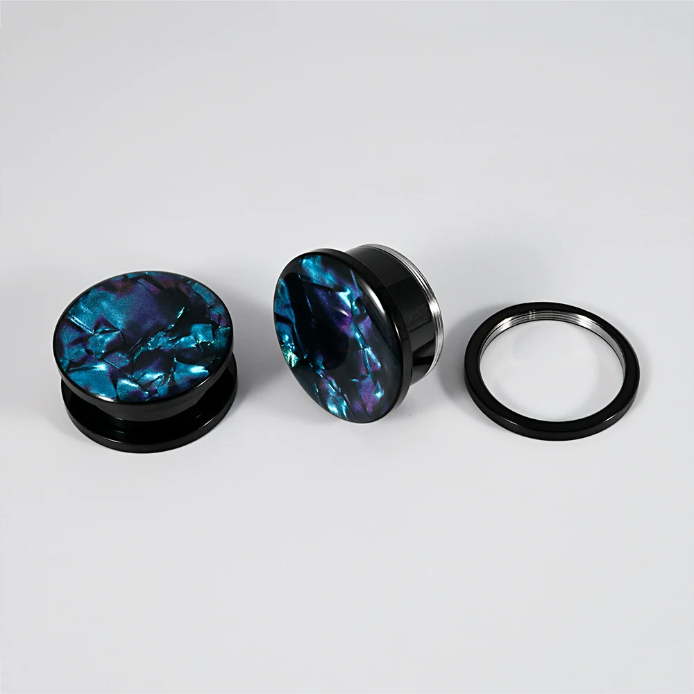 1Pair Surgical Steel Ear Plug Black Plated Screw Fit Ear Flesh Tunnel Mix Cyan Blue Purple Expander Body Piercing Jewelry 6-25mm