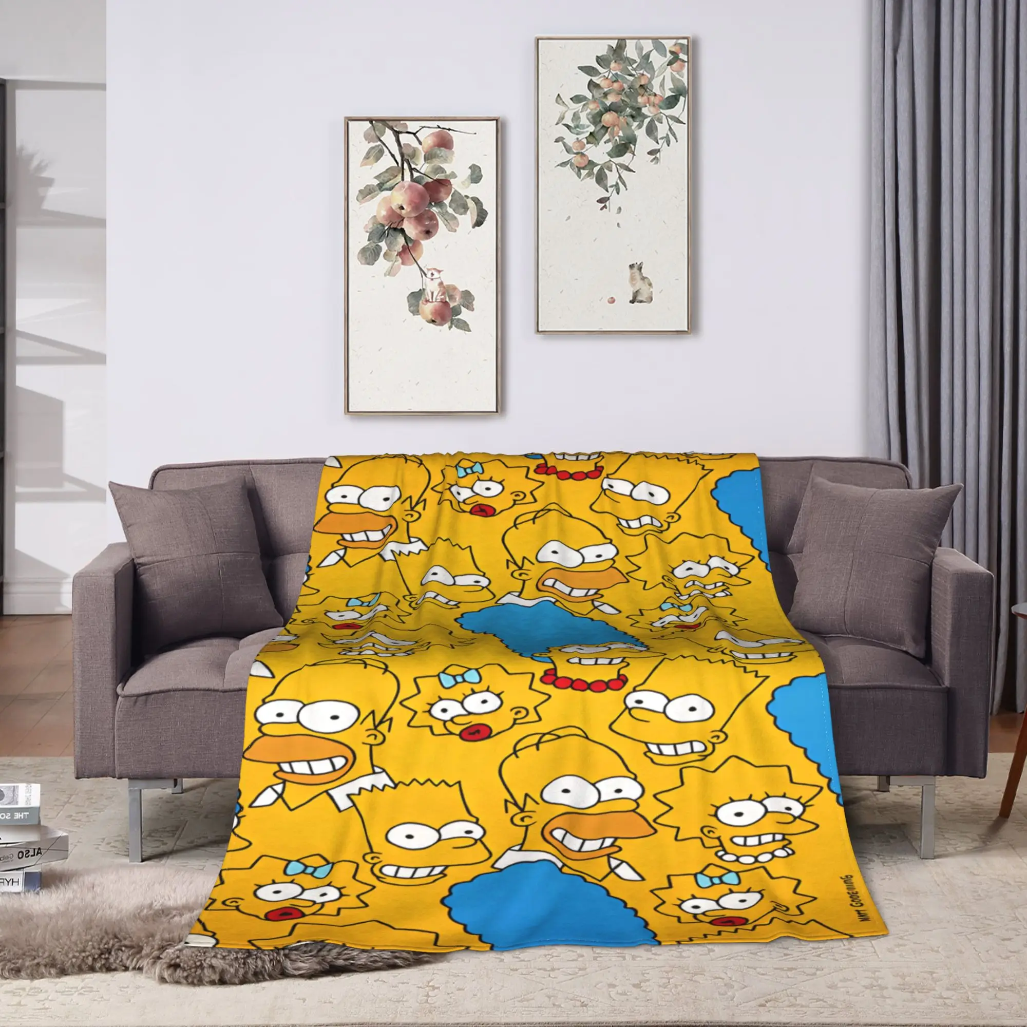 Super Warm Blankets Picnic The S-simpsons  Throw Blanket  Flannel Bedspread For Living Room Graphic Sofa Bed Cover