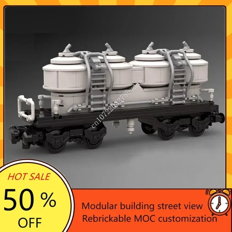 Train ferroviaire de ville MOC, chariot à poussière, modèle blanc, Puzzle personnalisé, technologie d'assemblage, bricolage, Collection créative, jouet, cadeau d'anniversaire, 399 pièces