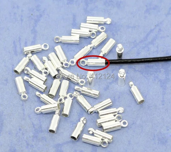 

3000Pcs Silver Plated Crimp End Caps Loop Necklaces Cord Fashion Jewelry Making 8x2.5mm