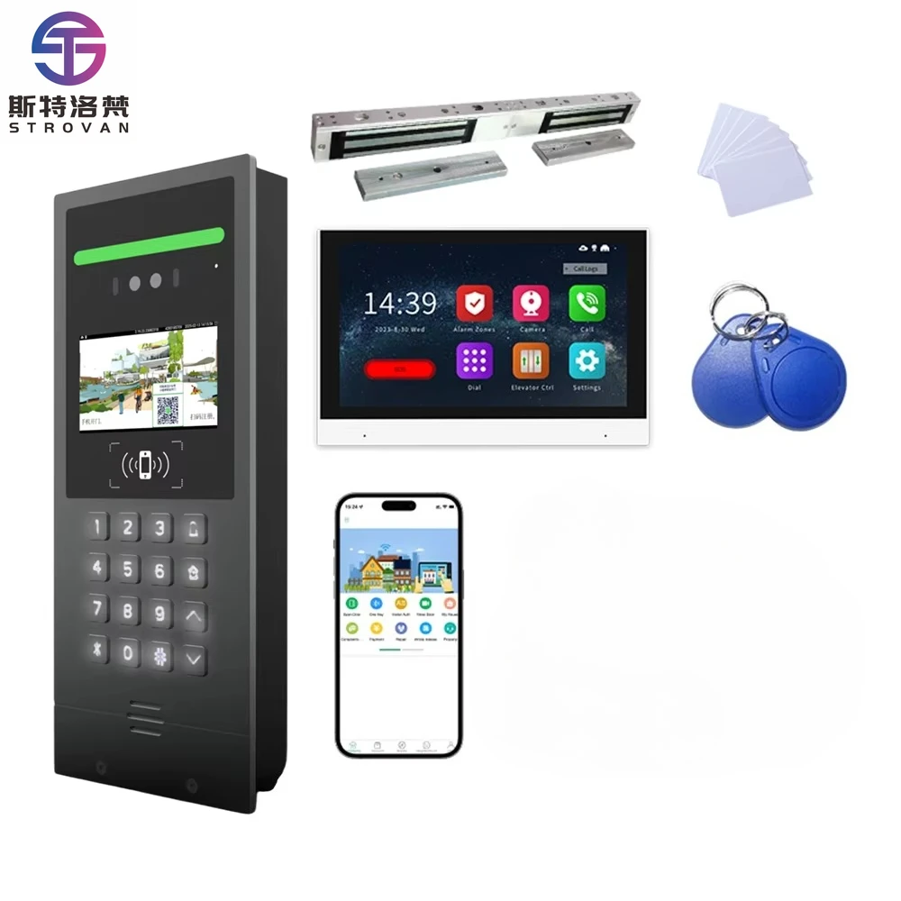 4.5 Inch Touch Screen Metal Keypad Face Recognition Night Vision Motion Detection Cloud Video Embedded Installation SIP