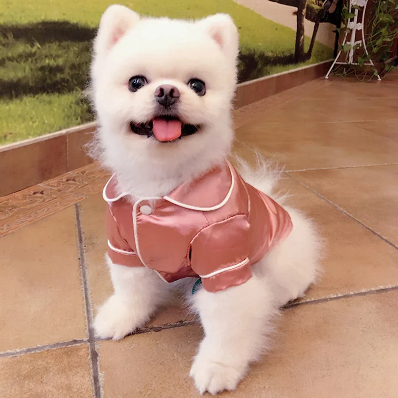 Pet Coat Clothing For Small Dogs Shih Tzu Cat Puppy Cozy Shirt Pets Costume Pet Dog Clothes Soft Silk French Bulldog Pajamas