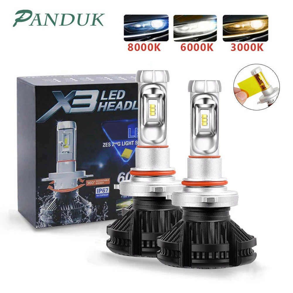 PANUDUK X3 Led Headlight ZES 50W 6000LM H4 LED H7 Car Headlight 3000K/6500K/8000K H1 H11 9005 HB3 9006 LED fog Lamp Auto 2PCS