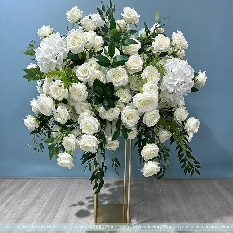 80 bis 30 cm Künstliche Luxuriöse Rosa-Weiße Rosenblütenkugel Tischdekoration Luxuriöser Hochzeitstischkranz Event-Tischdekoration Party – Detail 7