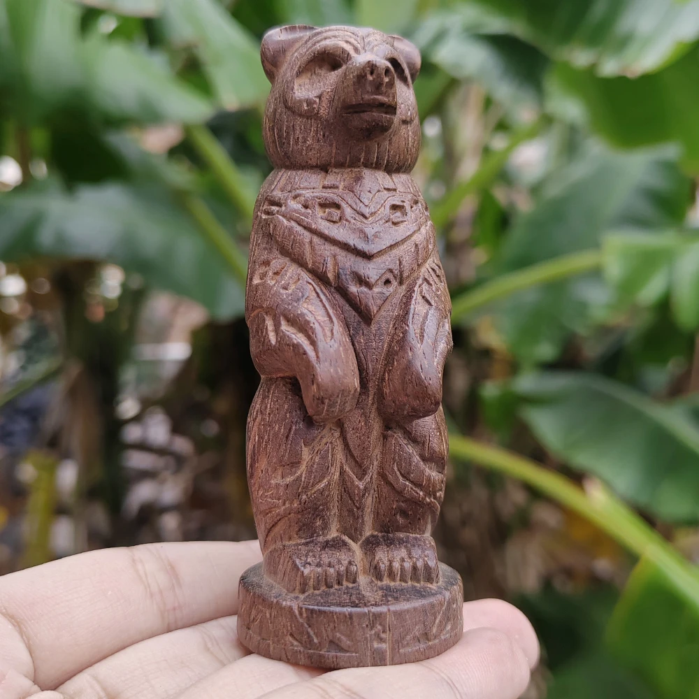 Hand-Carved Wooden Bear Totem Ornament, Tribal Style, Artistic Style, Suitable for Desktop Decorations, Home Decor, Living Room, Centerpiece, Office, Birthday Gifts, Christmas Gifts