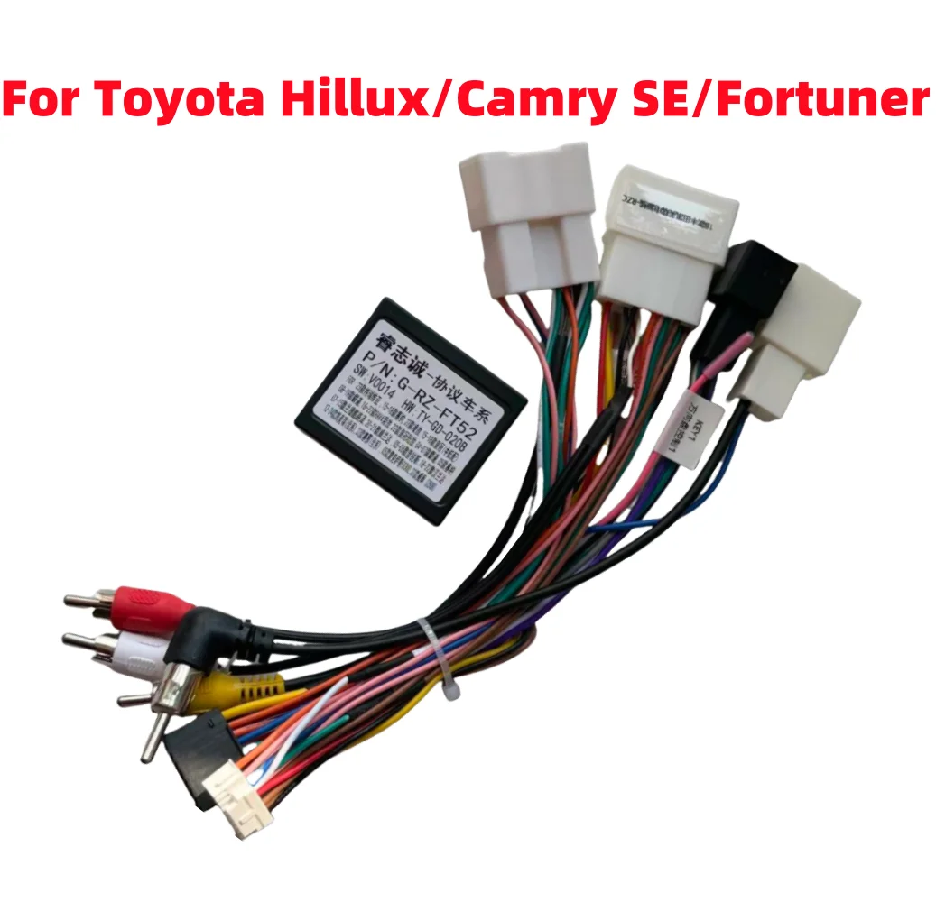 Raise Canbus RZ-FT52 For Toyota Hillux 2022/Camry SE 2018/RAV4/Fortuner 2020 Android 2 Din Radio Car 16 Pin Power Cable