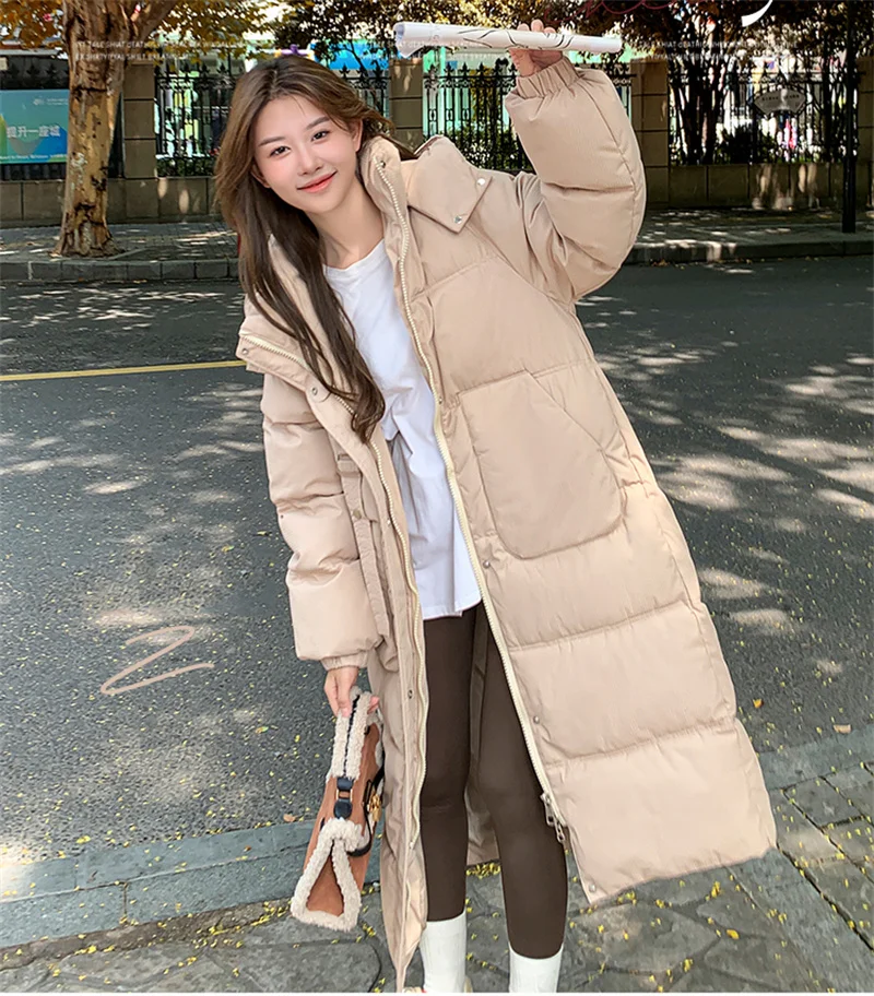 куртка зимняя женская Winter Thicken Warm Women Parkas Outwears Hooded Coat Women Long Down Cotton Jacket Loose Cotton Coat