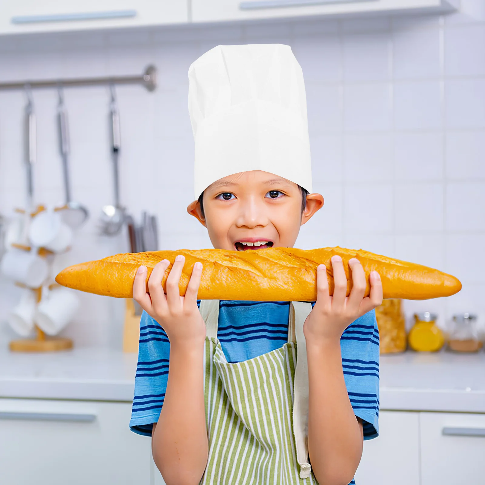 20 Stück Kochmützen, verstellbar, Einweg-Kochmützen aus Vliesstoff, weiß, für Küche, Catering, Backen, verstellbare Kochmützen