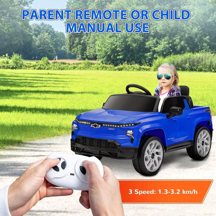 12V Ride on Truck Chevrolet Silverado EV RST Licensed Electric Car with Parent Remote Control Back Storage Spring Suspension So