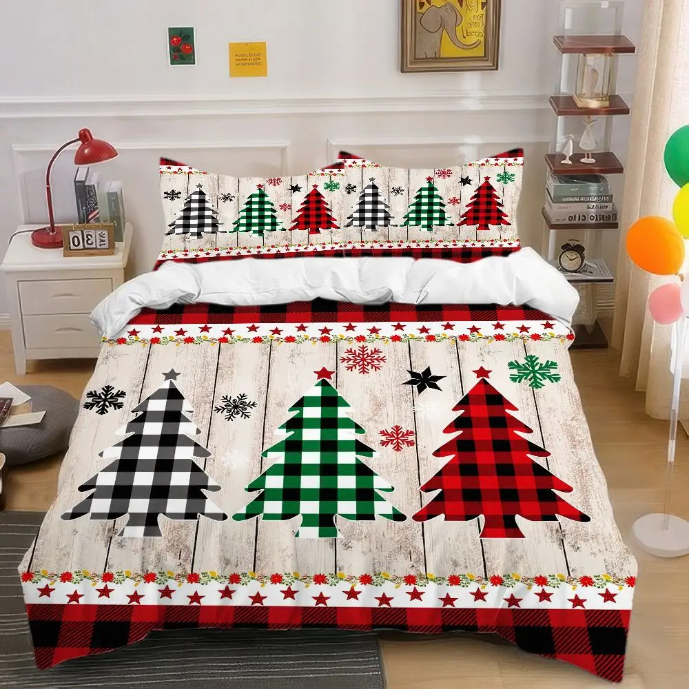 Christmas Tree Snowflake Duvet Cover Set Multi Size Quilt Cover Queen Size Bedroom Bedding Decoration Machine Washable Adult Boy Girl Bedroom