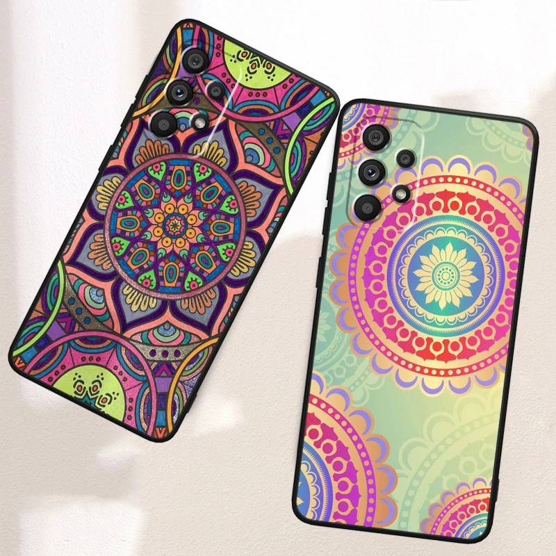 Mandala Flowers Beautiful Art For Samsung A53 A52 A33 A32 A51 A71 A21S A13 A73 A55 A22 A23 A35 A72 A54 A12 5G Black Funda