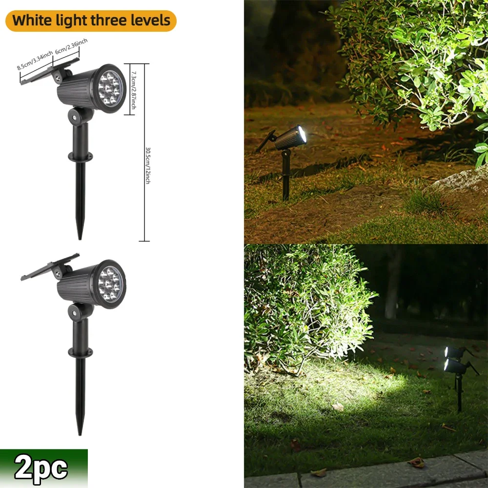 Heinast 9-LED-Solarstrahler, IP65, wasserdicht, für den Außenbereich, RGB-Solar-Landschaftsbeleuchtung, Helligkeit einstellbar, für Garten, Hof, Palmen 5