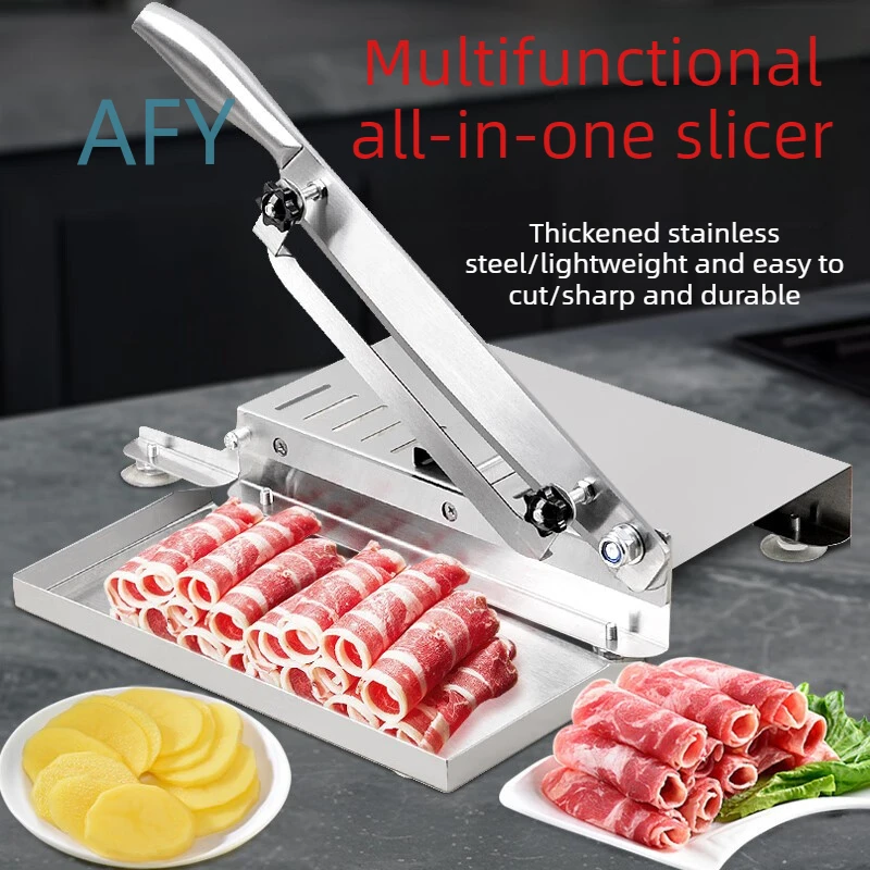 Stainless Steel Manual Meat Slicer for Mutton Roll Hot Pot Frozen Beef Vegetable Duck Cutting Planing Slicer for Home Kitchen