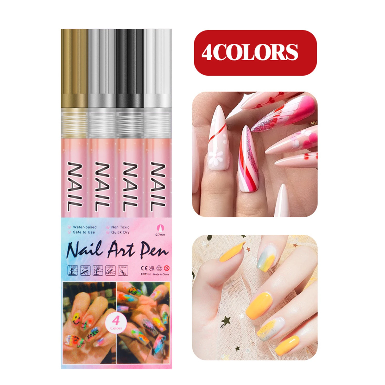 Zestaw pisaków do zdobienia paznokci, wodoodporny, z cienką końcówką do żelu akrylowego, paznokci UV, do samodzielnego projektowania.